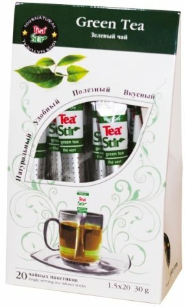 Зеленый чай – Натуральный зеленый чай с большим количеством природных антиоксидантов, тонизирующий и способствующий похудению. Пачка 20 стиков.