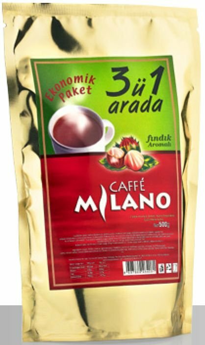 МИЛАНО 3 в 1 со вкусом фундука(сухие сливки, растворимый кофе, сахар) пакет 500 гр