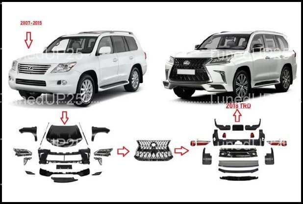 Рестайлинг Lexus LX570 из 2007-2014 в 2015-2018   Рестайлинг комплект (обвес) Lexus LX570 из 2007-2014 в 2015-2018   2018 РЕСТАЙЛИНГ ПАКЕТ Superior для старого Lexus LX570 (из 2008 года в 2018)   В комплект входят:  Передний бампер в сборе  Задний бампер 