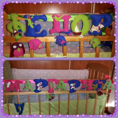 Декоративные буквы сувенир для интерьера детской кроватки младенцев.