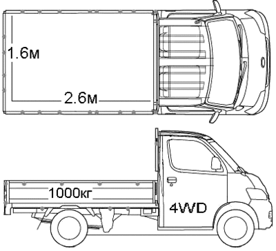  Грузовое такси - Бортовой 4WD г/п 1тонна - 280р в час!