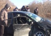 Три машины разбились в Приморье из-за беременной женщины-водителя