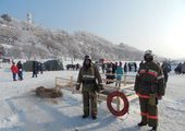 В Лесозаводске пожарная машина провалилась под лёд