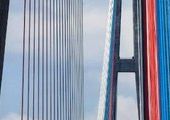 Ванты моста на остров Русский раскрасили в цвета российского триколора